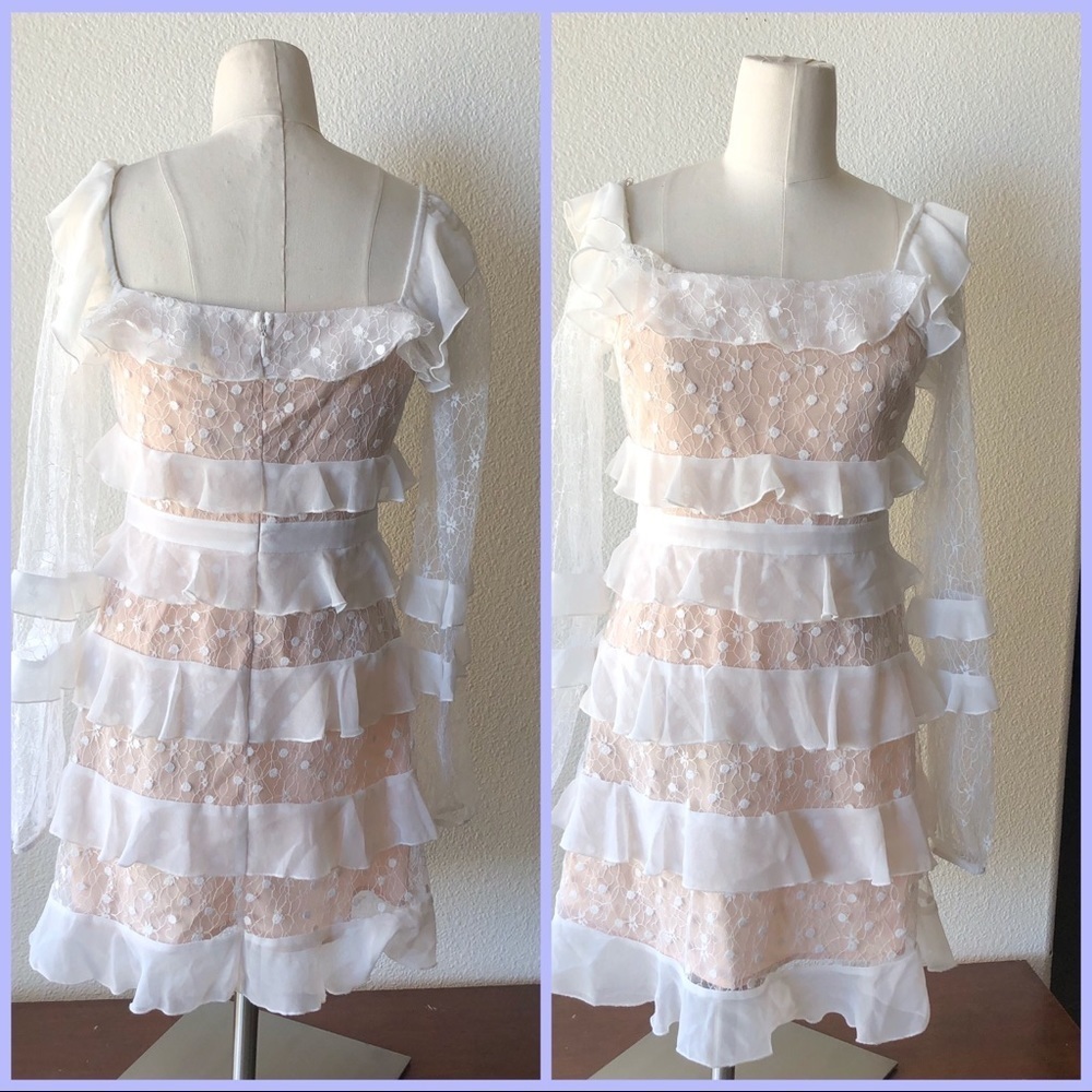 Forever 21 dress cottage core boho hippie cream tiered NWT
